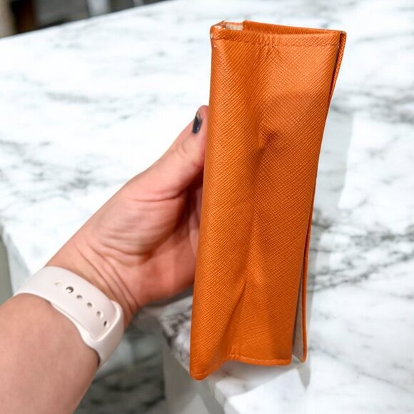 Tory Burch Sunglasses Case Orange Faux Leather Soft Case - Picture 6 of 9